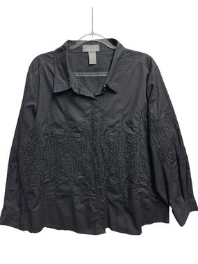 Pure Cotton Knit Chambray Embroidered Floral Vines Oxford Poplin Shirt